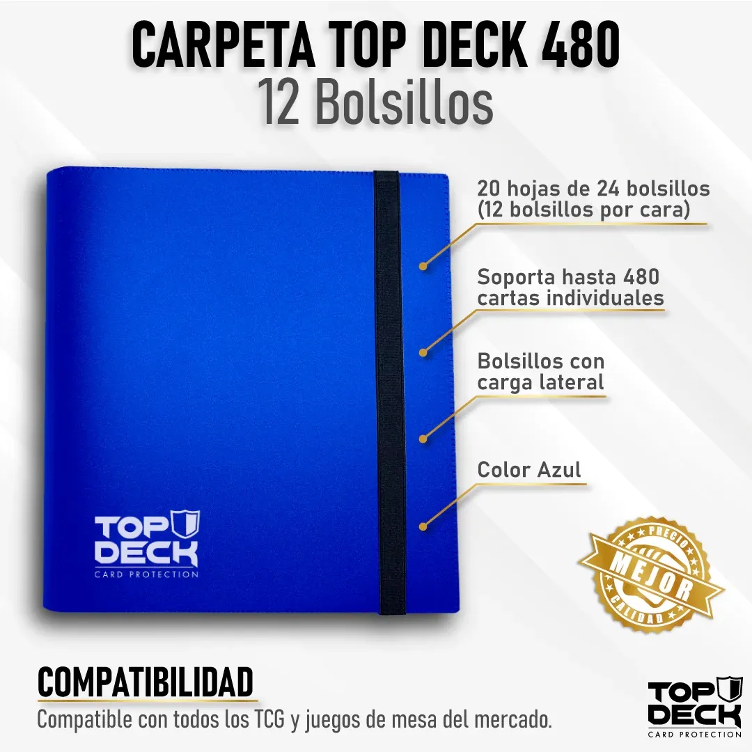 Carpeta Esencial | Para 480 cartas (12 bolsillos por cara - carga lateral) - Varios Colores - Top Deck
